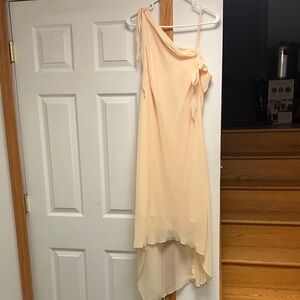 Tailor B. Moss Peach One-Shoulder High-Low Chiffon Gown
